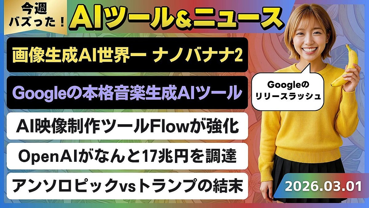 �ں�����AI�ȥ��ɴݤ狼���Google�ι�®�ܹ��ʼ��ʲ�������AI��Nano Banana 2��/Google�Υ�ー����ڶ�����AI��ProducerAI��/���󥽥��ԥå�vs�ȥ��פη���