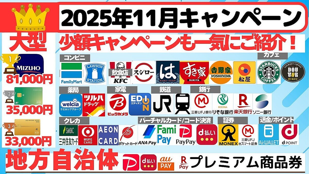 [������ー��ޤȤ�:2025ǯ11��] ��1���ݥ���Ȥ��礭��Ķ�����緿������ー�󡢾��ۥ�����ー�����������Ρ��ݥ���ȴԸ���PayPay��dʧ��,auPay����ŷ�ڥ���/�ץ�ߥ��ྦ�ʷ�